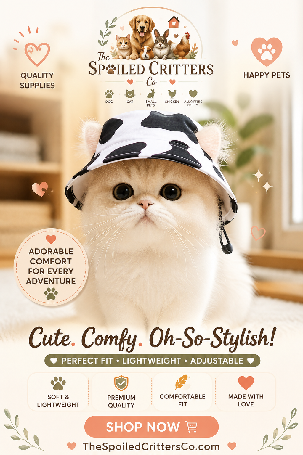 The AeroCatHat™ Bucket Sun Hat for Cats & Small Dogs