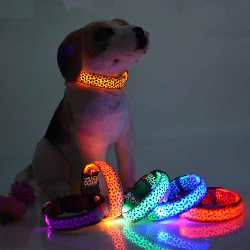 The AeroLeopardGlow™ Leopard LED Dog Collar — Luminous Night Safety Collar for Dogs