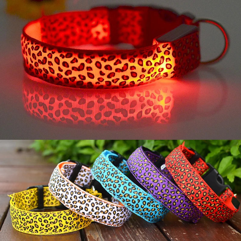 The AeroLeopardGlow™ Leopard LED Dog Collar — Luminous Night Safety Collar for Dogs