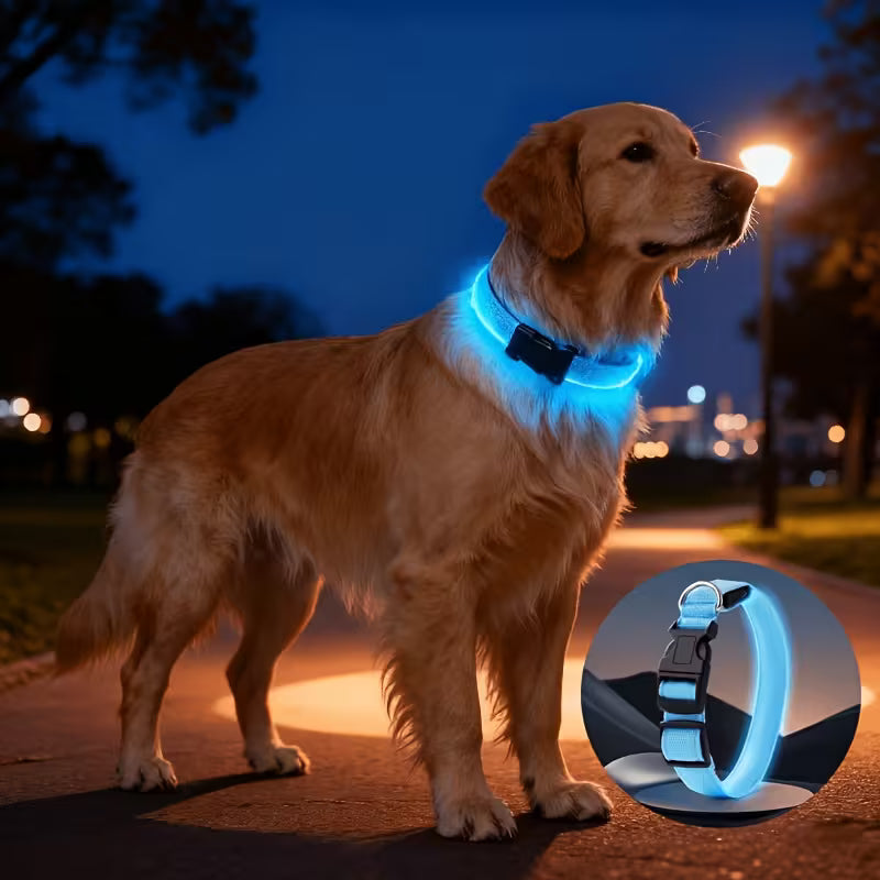The AeroGlow™ LED Luminous Dog Collar with USB Charger — Night Safety, 4 Colors, S–XL