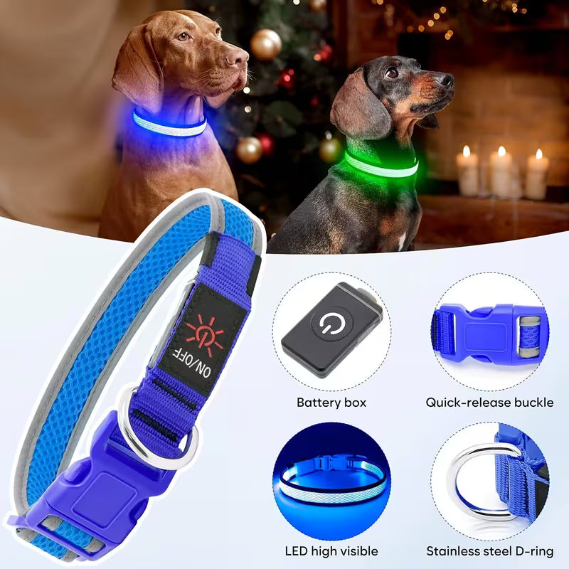 The AeroGlow™ LED Luminous Dog Collar with USB Charger — Night Safety, 4 Colors, S–XL