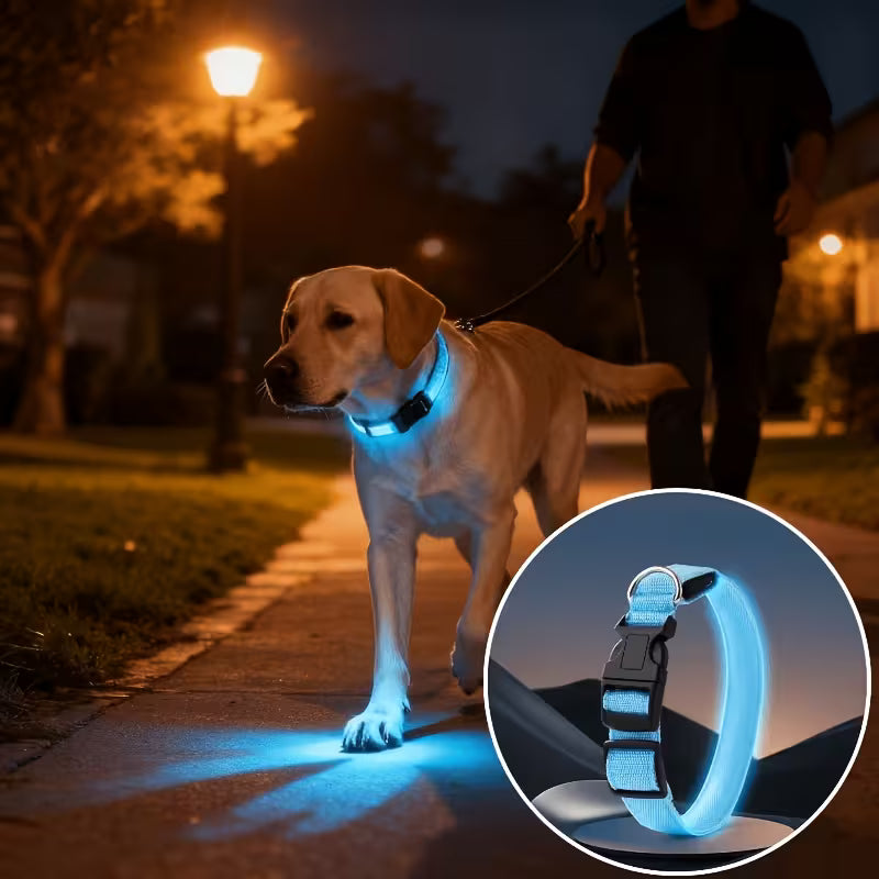 The AeroGlow™ LED Luminous Dog Collar with USB Charger — Night Safety, 4 Colors, S–XL