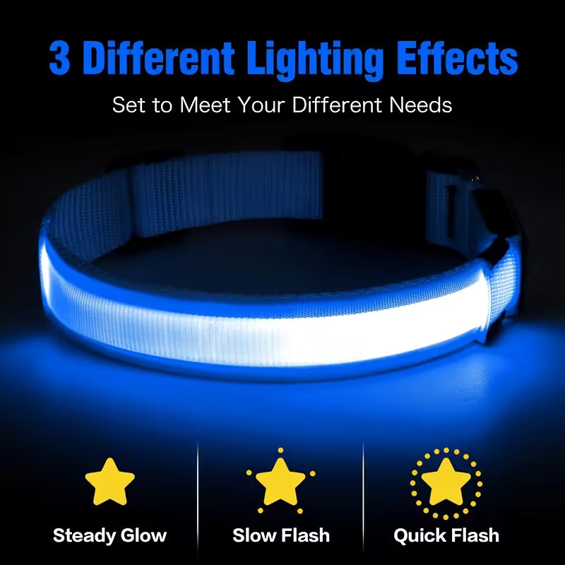 The AeroGlow™ LED Luminous Dog Collar with USB Charger — Night Safety, 4 Colors, S–XL