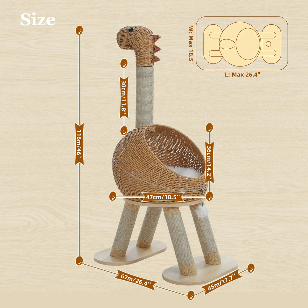The AeroDino™ Cat Tree Tower with Sisal Scratching Post