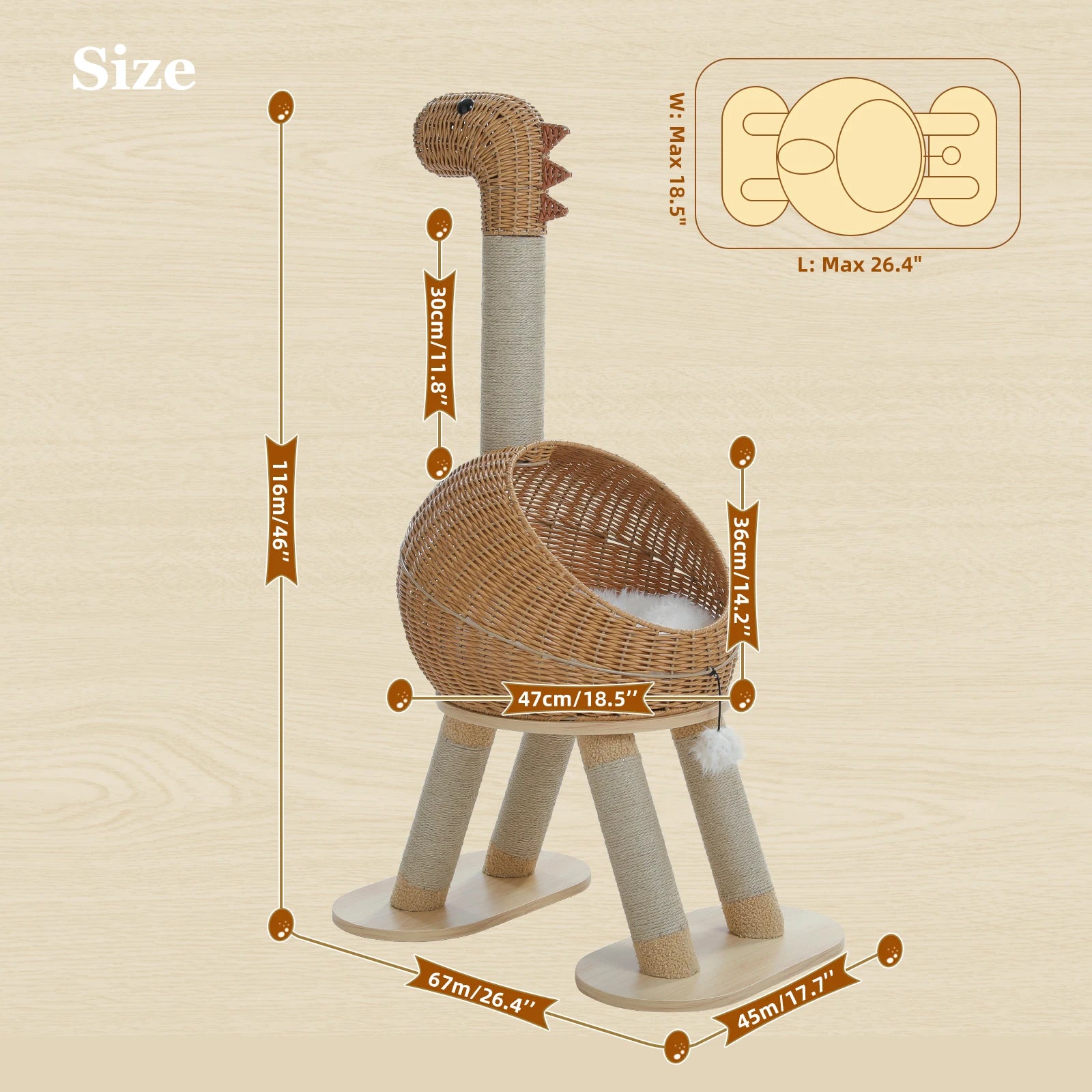 The AeroDino™ Cat Tree Tower with Sisal Scratching Post