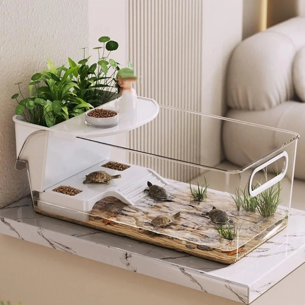 The AeroHaven™ Transparent Turtle Tank | Dry-Wet Separation Habitat