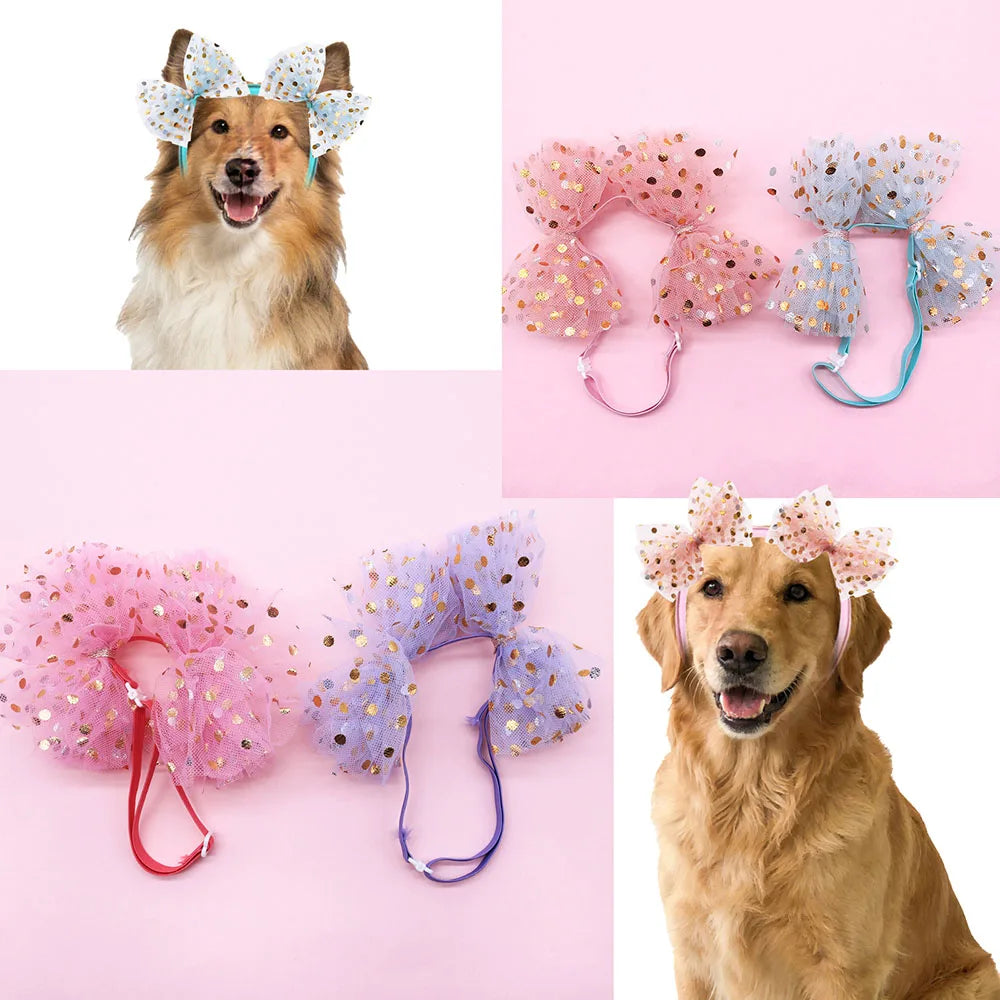 The AeroBow™ Large Lace Shining Dog Bows