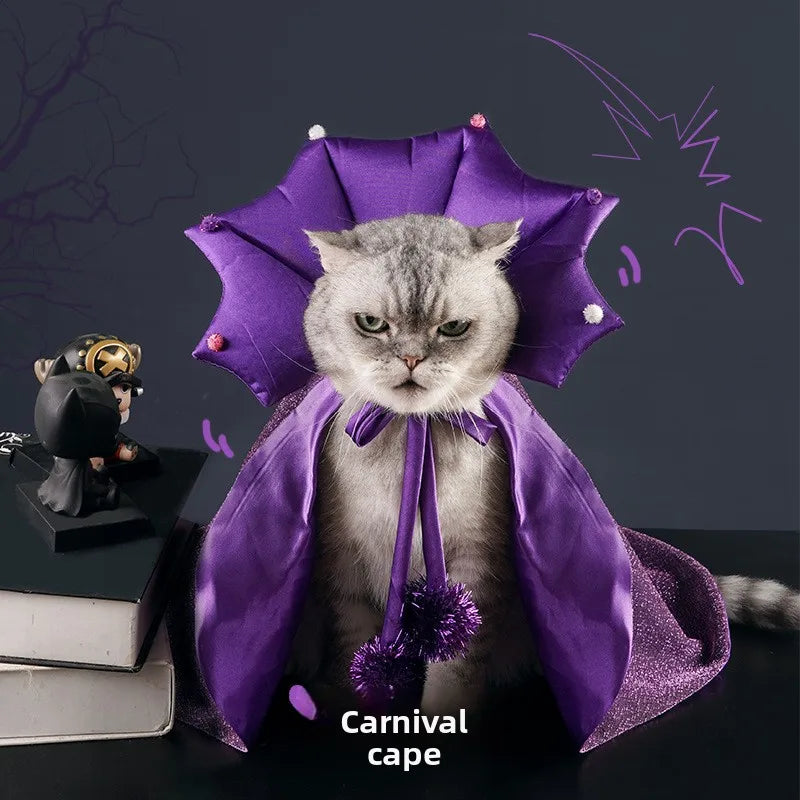 The AeroWitch™ Halloween Witch Costume — Purple Cloak & Magic Hat for Dogs & Cats
