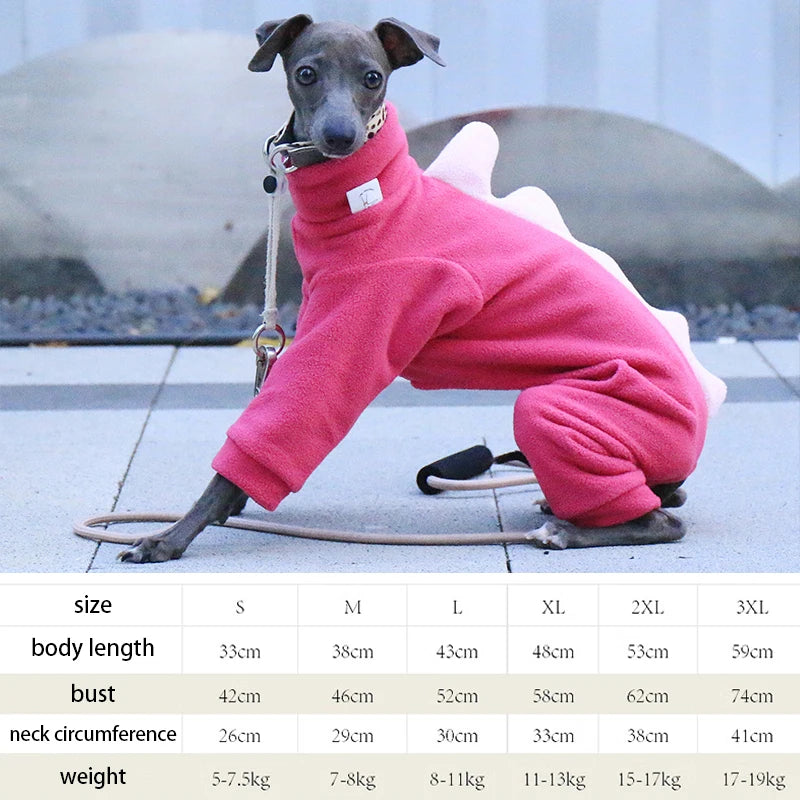 The AeroRex™ Greyhound, Italian Greyhound, Whippet & Afghan Hound Dinosaur Turtleneck Coat