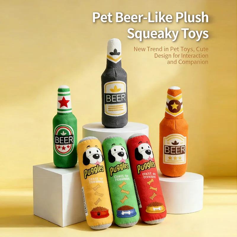 The AeroBrew™ Realistic Beer Bottle Squeaky Dog Toy