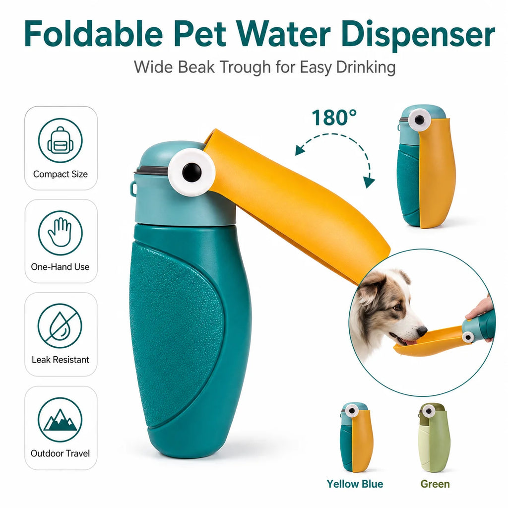 The AeroSip™ Foldable Toucan Pet Travel Water Bottle — 300ml-10.14 fl oz Leak-Proof