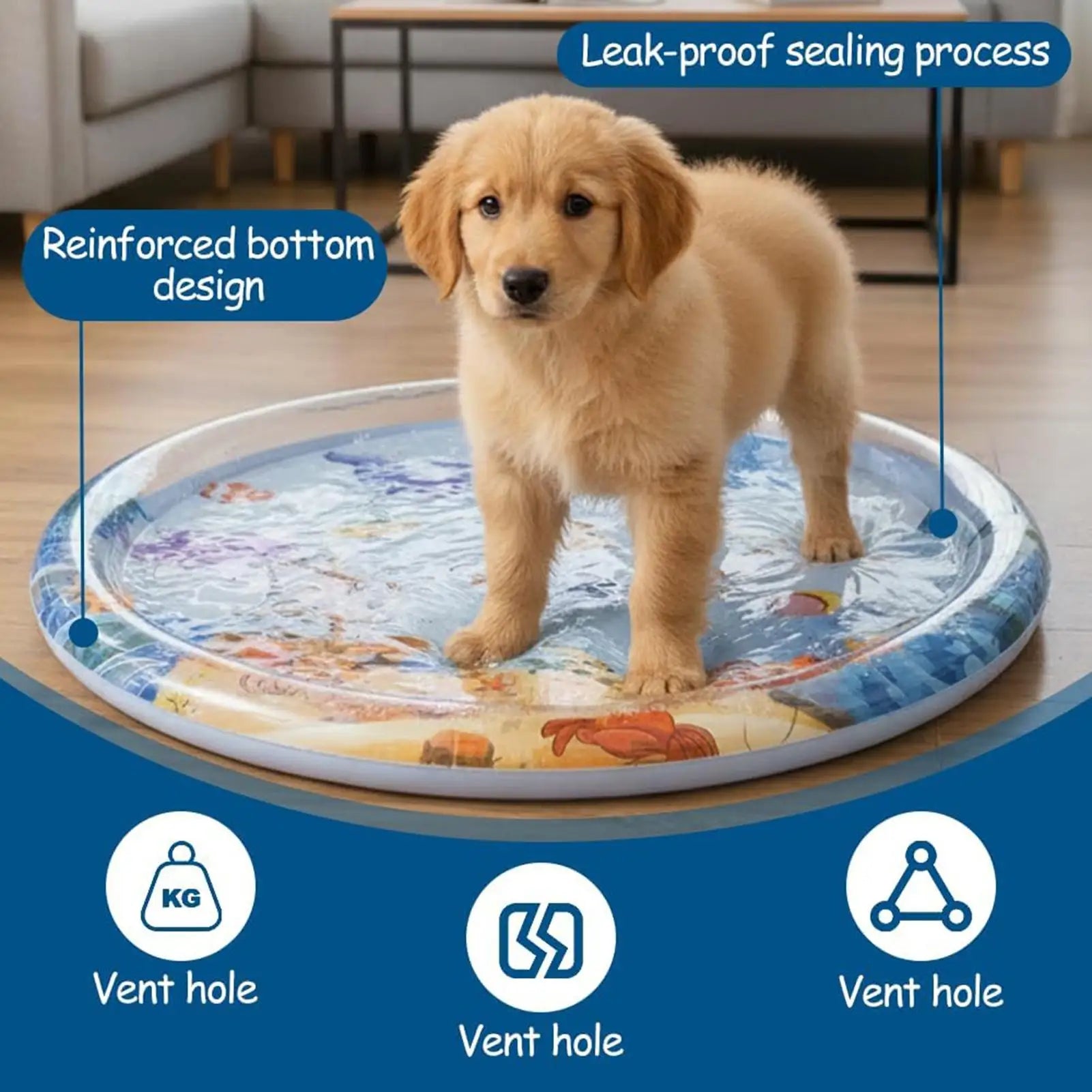 The AeroSplash™ Interactive Floating Fish Water Play Mat | Cooling Sensory Fun for Cats & Dogs