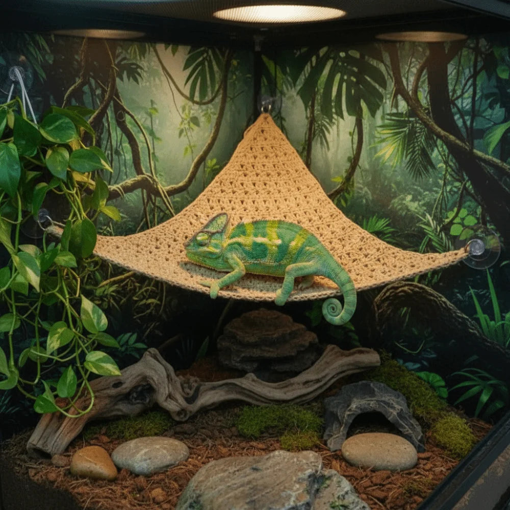The AeroLounge™ Suction Cup Lizard Hammock | Breathable Mesh Reptile Hammock