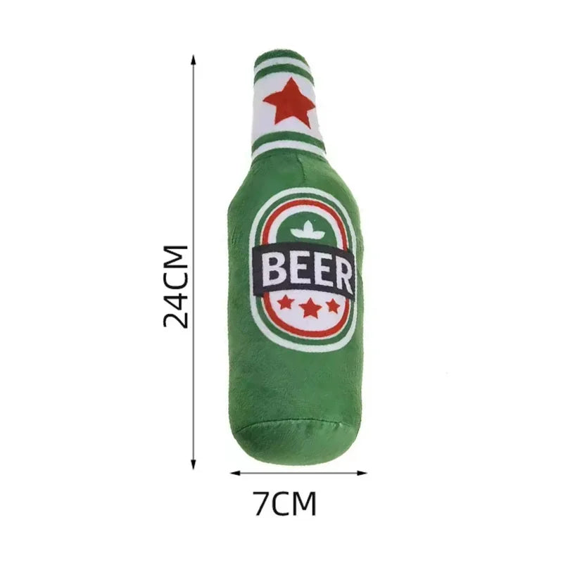 The AeroBrew™ Realistic Beer Bottle Squeaky Dog Toy