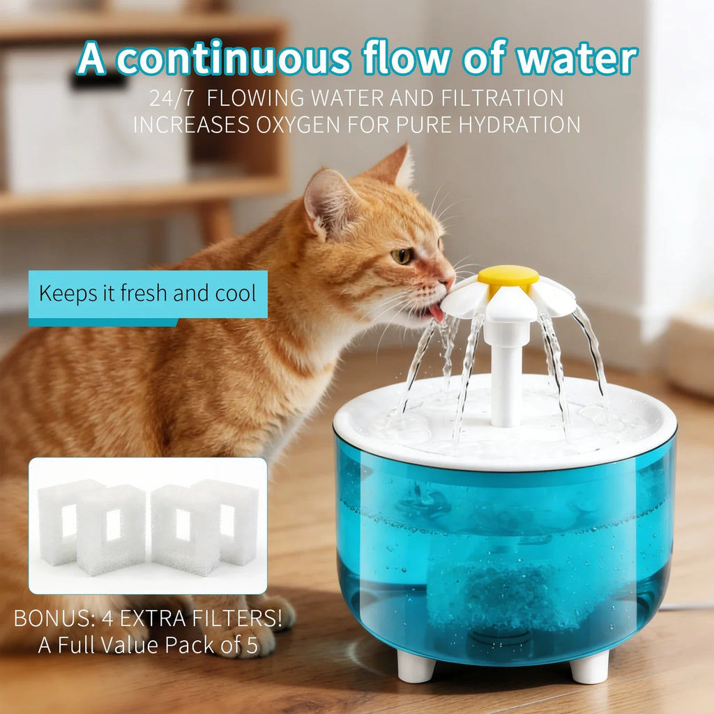 The AeroSip™ 1.2L/ 40.58 oz -  USB Pet Water Fountain — Includes 4 Free Filters
