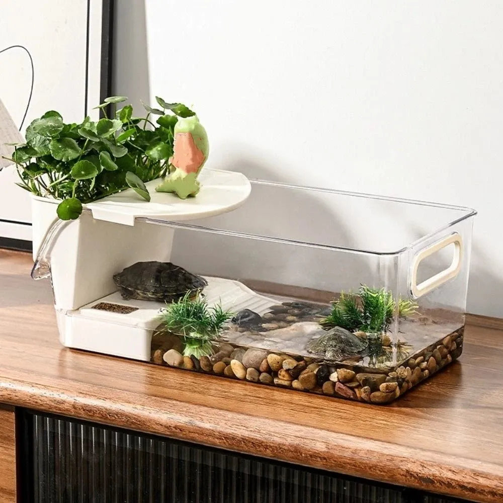 The AeroHaven™ Transparent Turtle Tank | Dry-Wet Separation Habitat