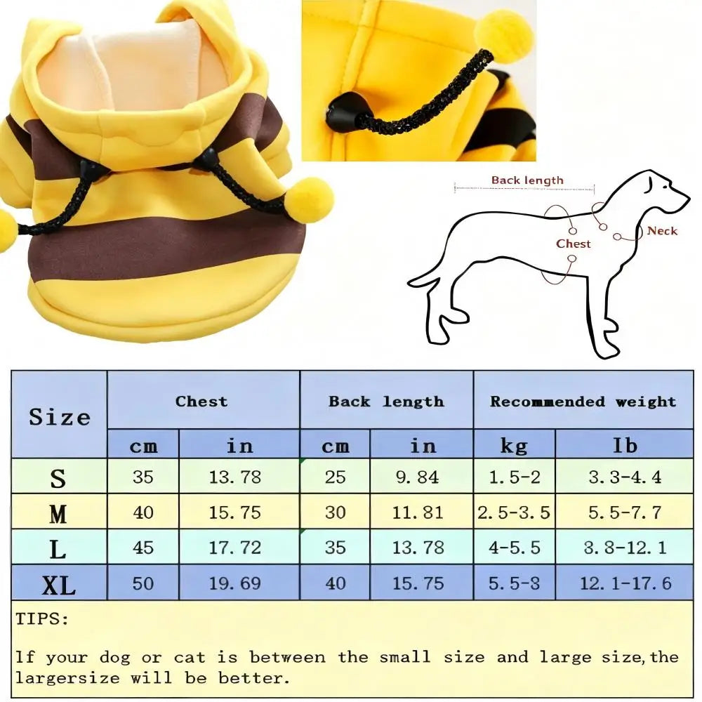 The AeroBee™ Halloween Bee Costume Hoodie — Warm Cosplay Outfit for Dogs & Cats