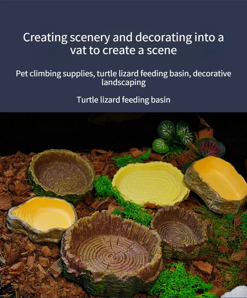 The AeroStump™ Tree Stump Reptile Food & Water Bowl | Terrarium Decor