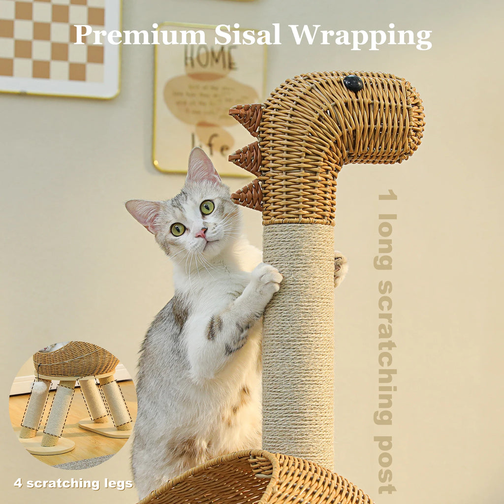 The AeroDino™ Cat Tree Tower with Sisal Scratching Post