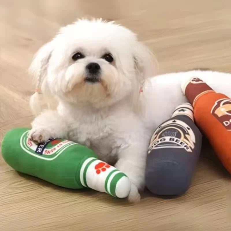 The AeroBrew™ Realistic Beer Bottle Squeaky Dog Toy
