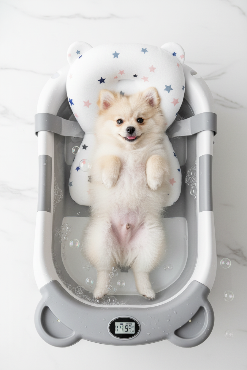 The AeroBath™ Foldable Pet Bathtub with Real-Time Temp Sensor & Bath Mat