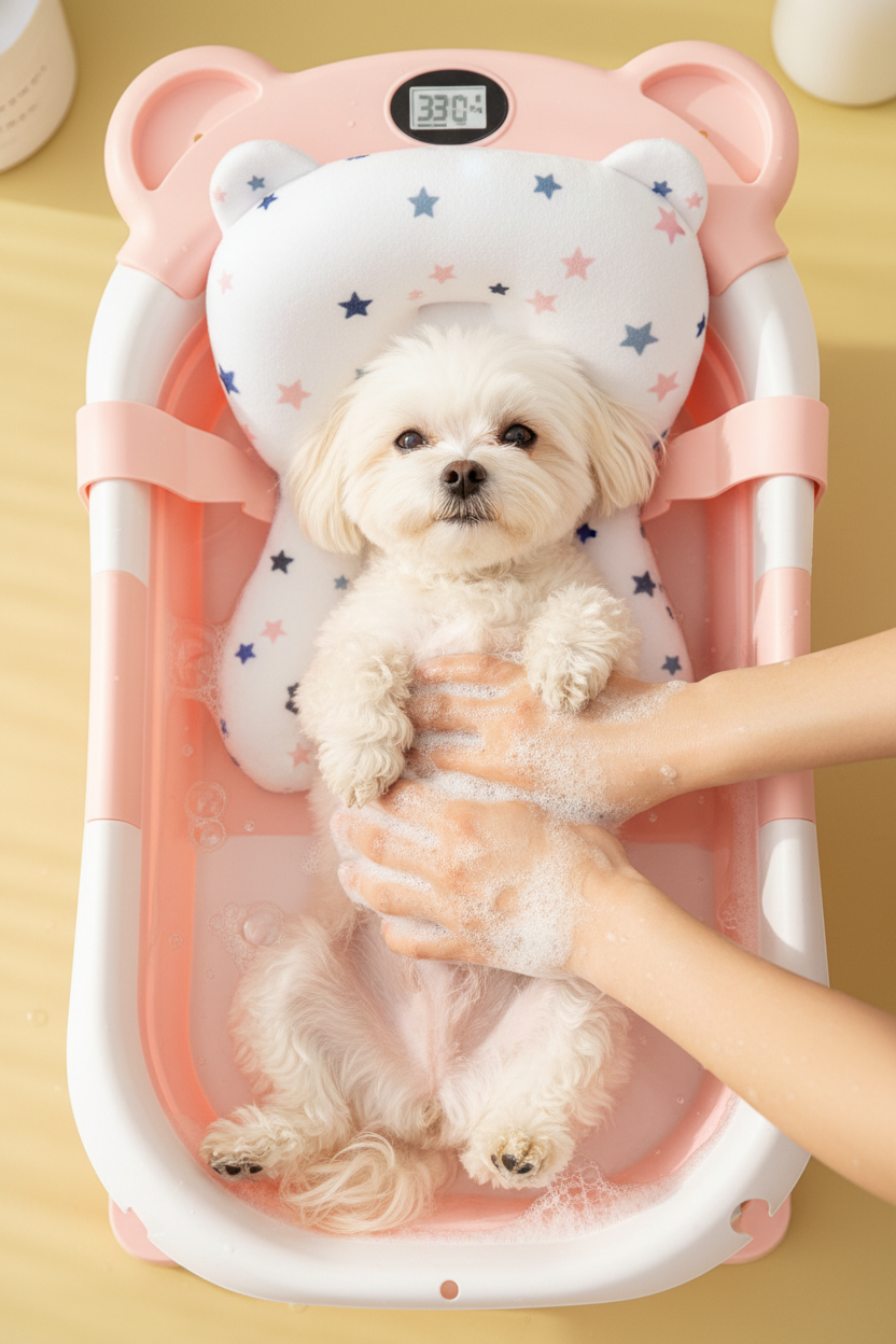 The AeroBath™ Foldable Pet Bathtub with Real-Time Temp Sensor & Bath Mat