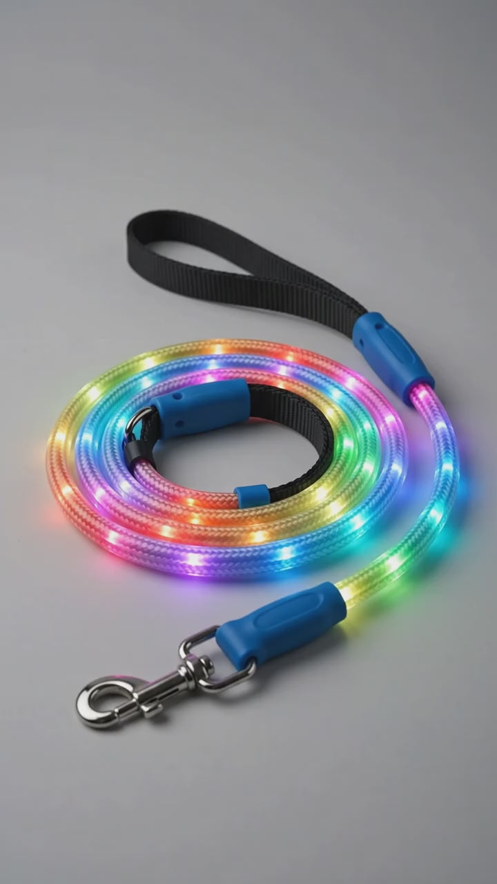 The AeroGlow™ LED Light-Up Dog Leash — 1000 Ft Visibility, 13 Lighting Modes, Rechargeable